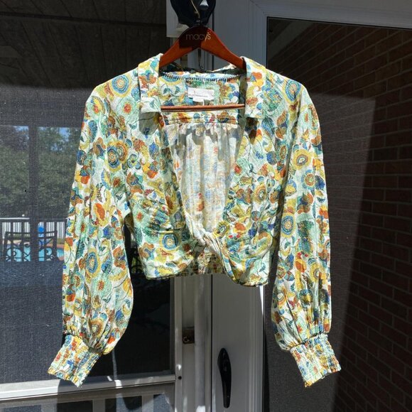 Anthropologie Twist Crop Top Long Sleeve - Picture 2 of 8